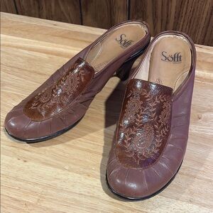 Sofft Women's‎ Brown Leather Slip-On Shoes Clogs 8.5